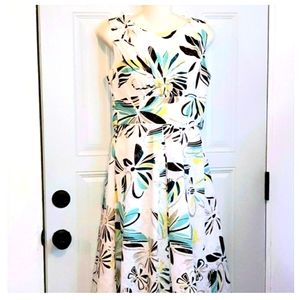 Dressbarn dress sundress fit flare 6 floral tropical party summer
